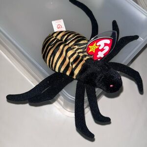 Ty Beanie Baby “Spinner” Black & Gold Spider Plush – Halloween Fall Decor
